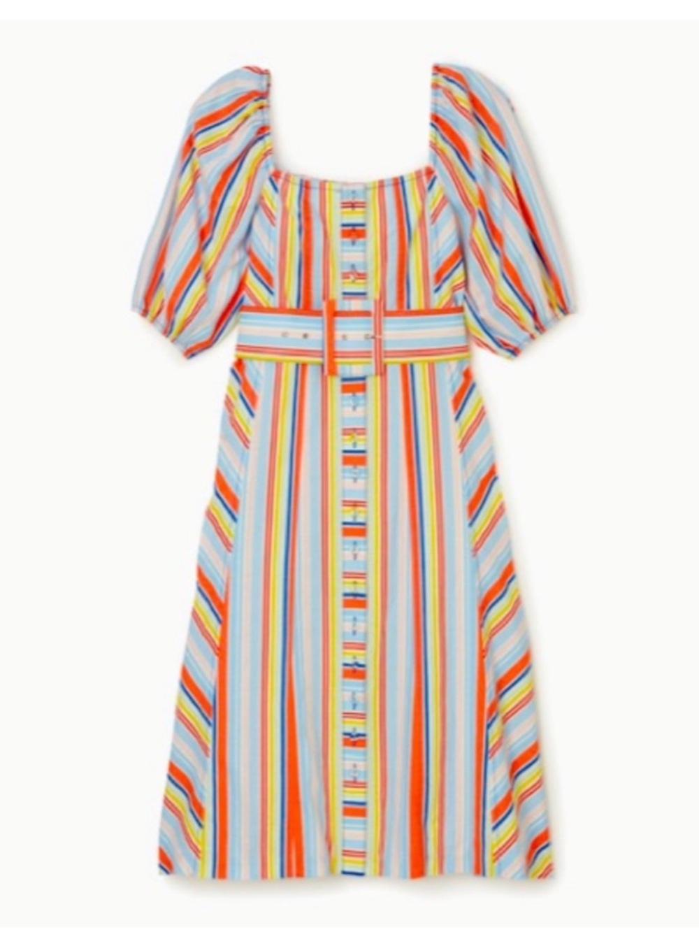 Tanya Taylor Claude Striped Linen Midi Dress NEW